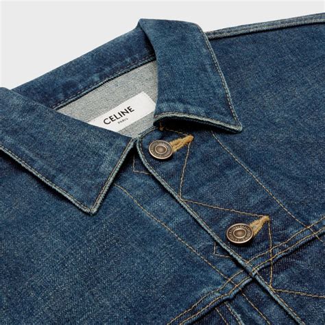 by the way celine denim jacket|70's trucker jacket in dark union wash denim .